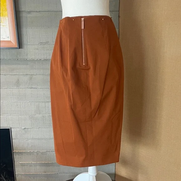 Rust Ruffled Midi Skirt - Picture 3 of 4